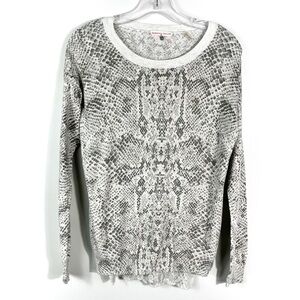Rebecca Taylor Gray Lightweight Snakeskin Print 3/4 Sleeve Sweater Small S